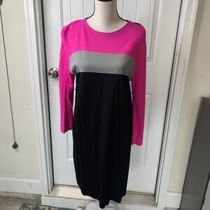 Diane von Furstenberg Knit‎ Dress Color Block Long Sleeve Dress Large